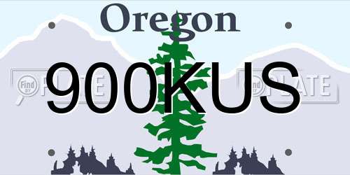900KUS Oregon License Plate