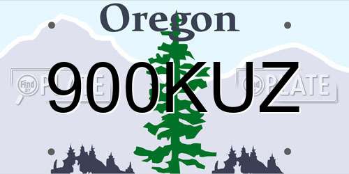 900KUZ Oregon License Plate