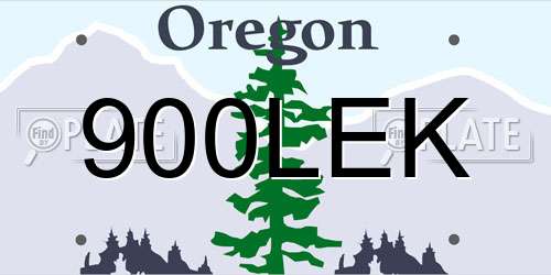 900LEK Oregon License Plate