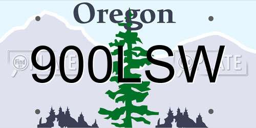 900LSW Oregon License Plate