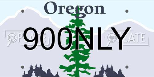 900NLY Oregon License Plate