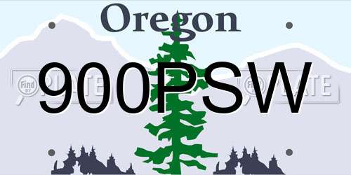 900PSW Oregon License Plate