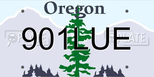 901LUE Oregon License Plate