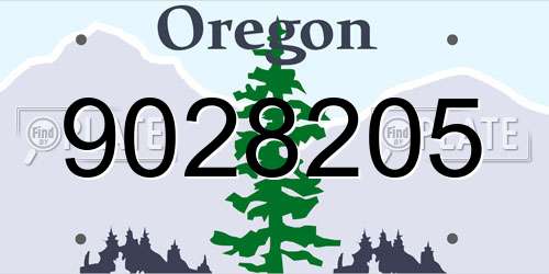 9028205 Oregon License Plate