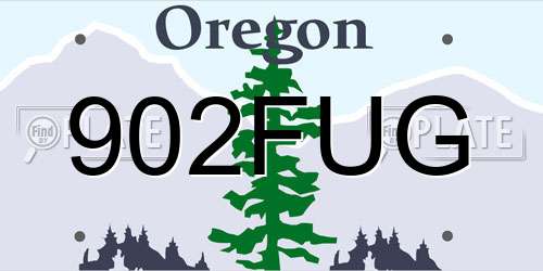 902FUG Oregon License Plate