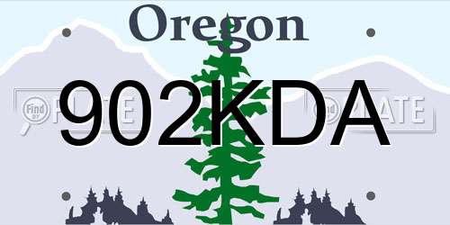 902KDA Oregon License Plate