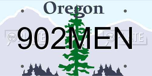 902MEN Oregon License Plate