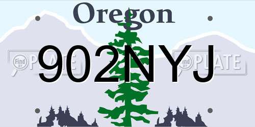 902NYJ Oregon License Plate