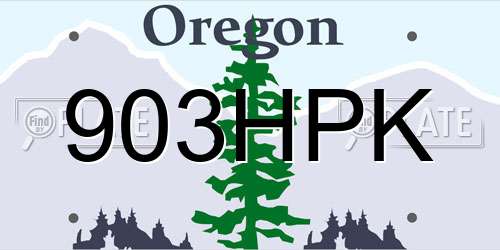903HPK Oregon License Plate