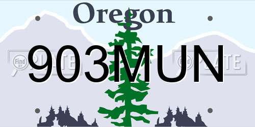 903MUN Oregon License Plate