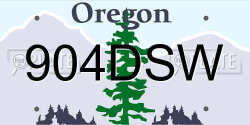 904DSW Oregon License Plate