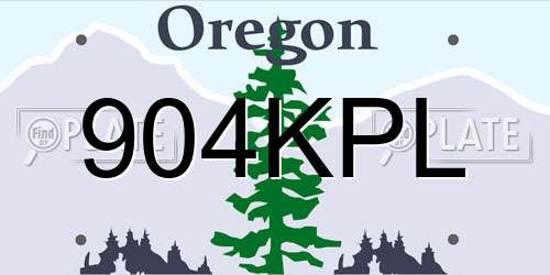 904KPL Oregon License Plate