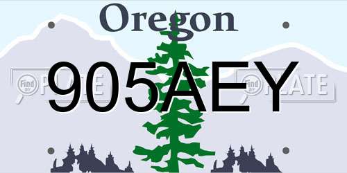 905AEY Oregon License Plate