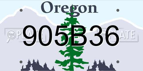 905B36 Oregon License Plate