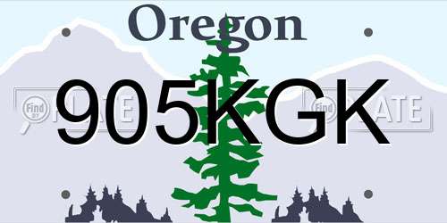 905KGK Oregon License Plate