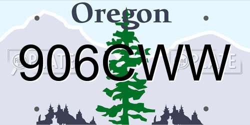 906CWW Oregon License Plate