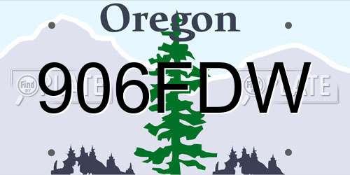 906FDW Oregon License Plate