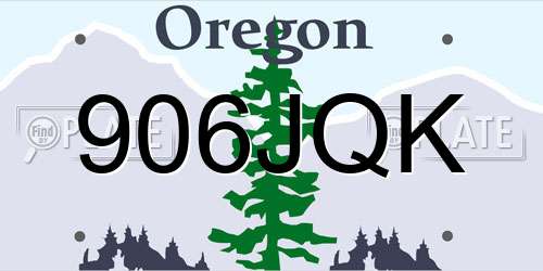 906JQK Oregon License Plate