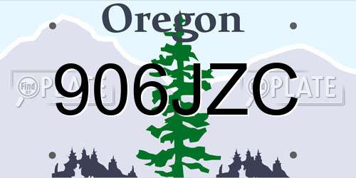 906JZC Oregon License Plate