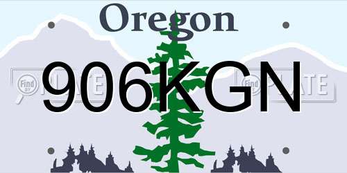 906KGN Oregon License Plate
