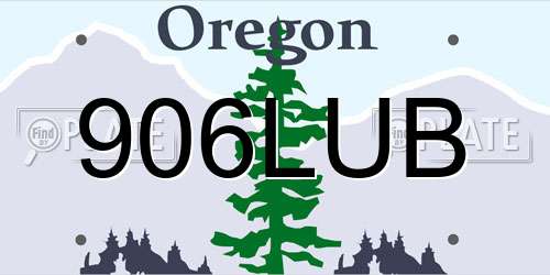906LUB Oregon License Plate