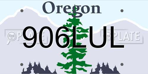 906LUL Oregon License Plate