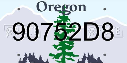90752D8 Oregon License Plate