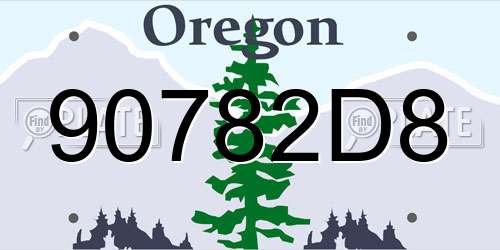 90782D8 Oregon License Plate