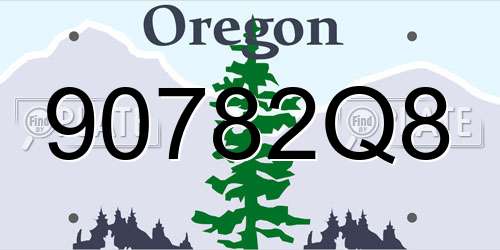 90782Q8 Oregon License Plate