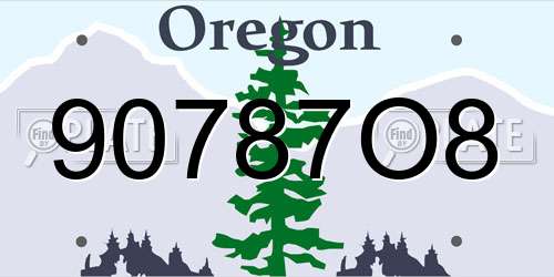 90787O8 Oregon License Plate