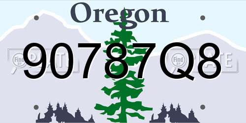 90787Q8 Oregon License Plate