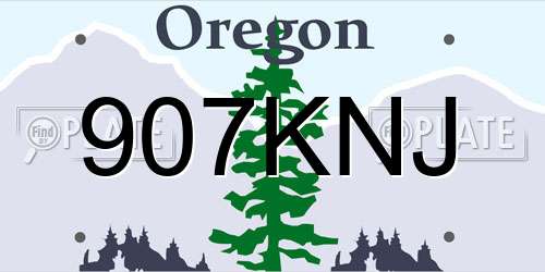 907KNJ Oregon License Plate