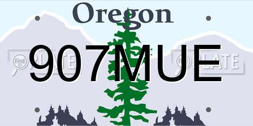 907MUE Oregon License Plate