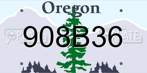 908B36 Oregon License Plate