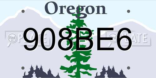 908BE6 Oregon License Plate