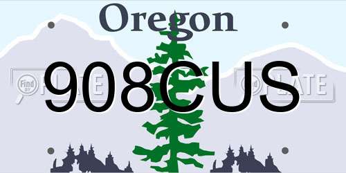 908CUS Oregon License Plate