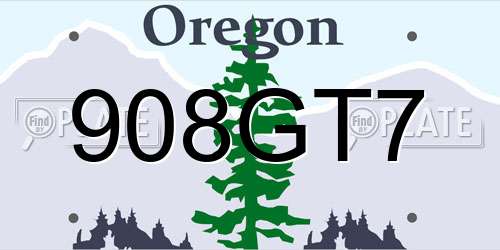 908GT7 Oregon License Plate