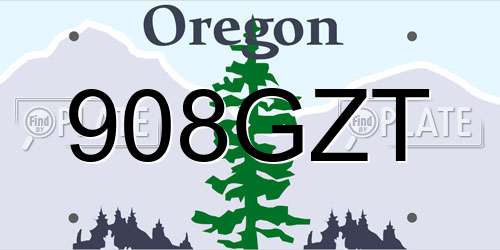 908GZT Oregon License Plate