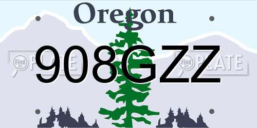908GZZ Oregon License Plate