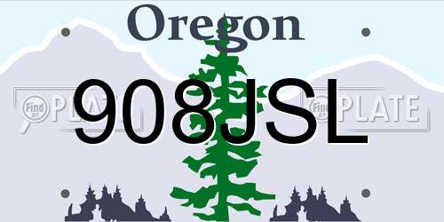 908JSL Oregon License Plate
