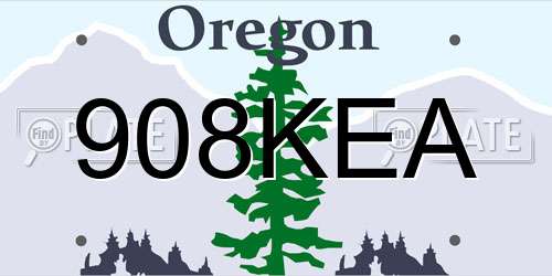 908KEA Oregon License Plate
