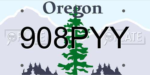 908PYY Oregon License Plate