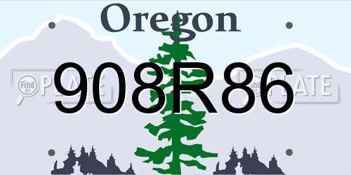 908R86 Oregon License Plate