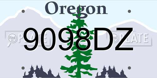9098DZ Oregon License Plate