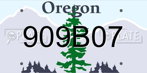 909B07 Oregon License Plate