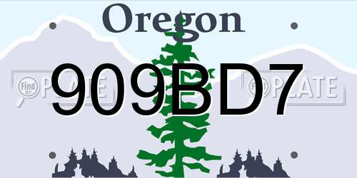 909BD7 Oregon License Plate