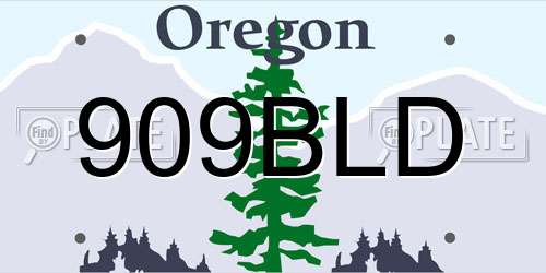 909BLD Oregon License Plate