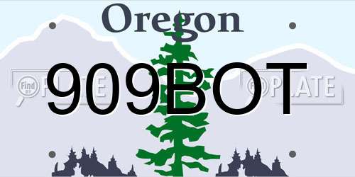 909BOT Oregon License Plate