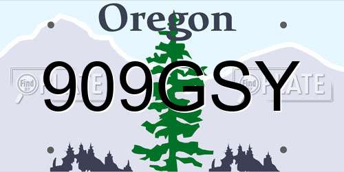909GSY Oregon License Plate