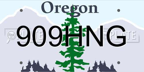 909HNG Oregon License Plate